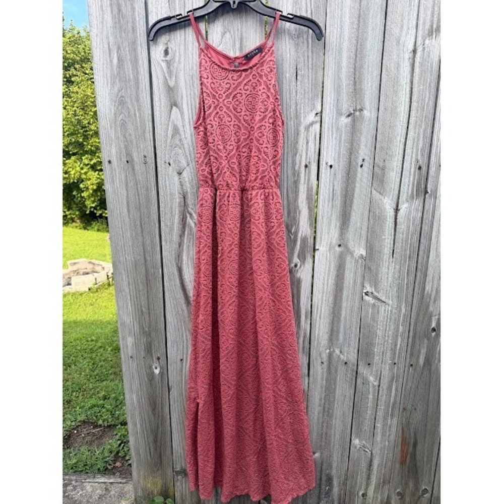 Boho Lace Festival Scobe Maxi Dress S Dusty Rose Halter Neck Keyhole Back